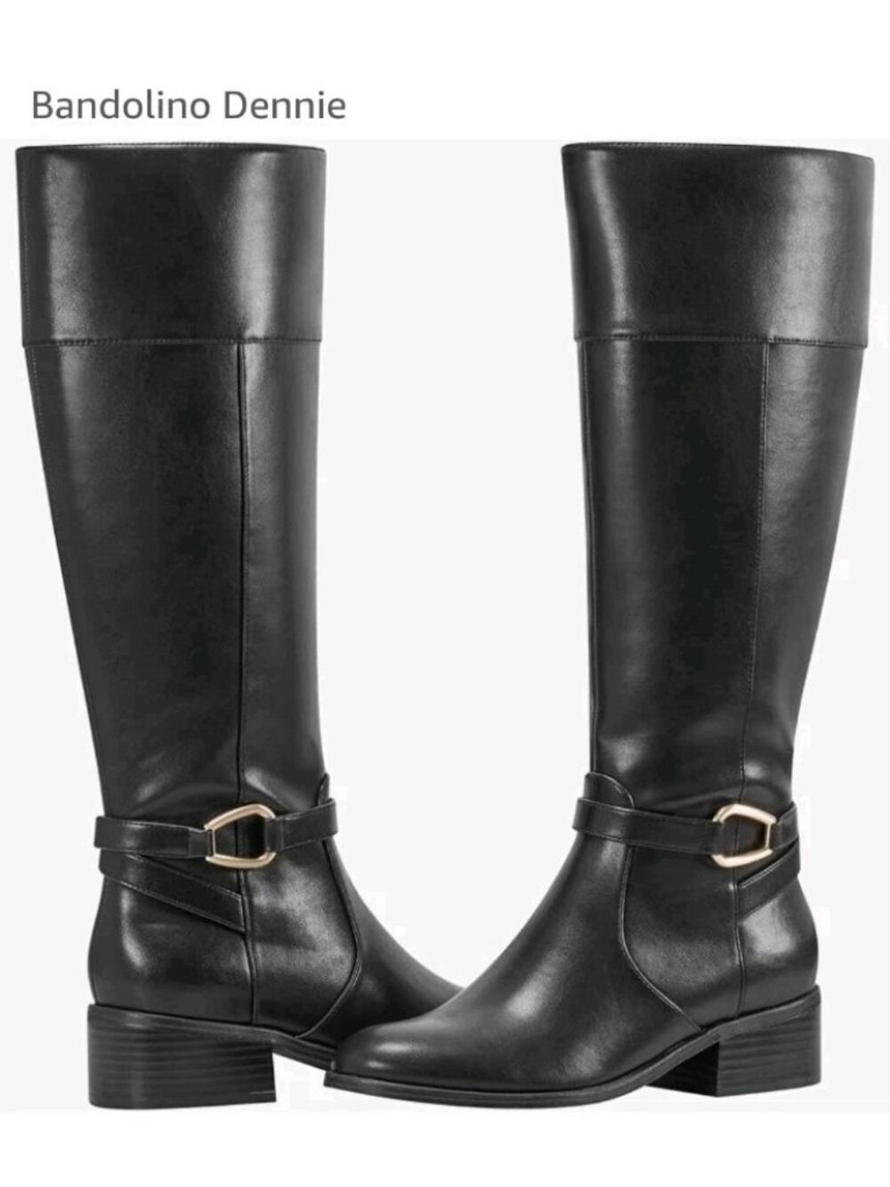Bandolino Dennie Tall Riding Boots Black Size 5.5 Low Heel Buckle Zip. WL363